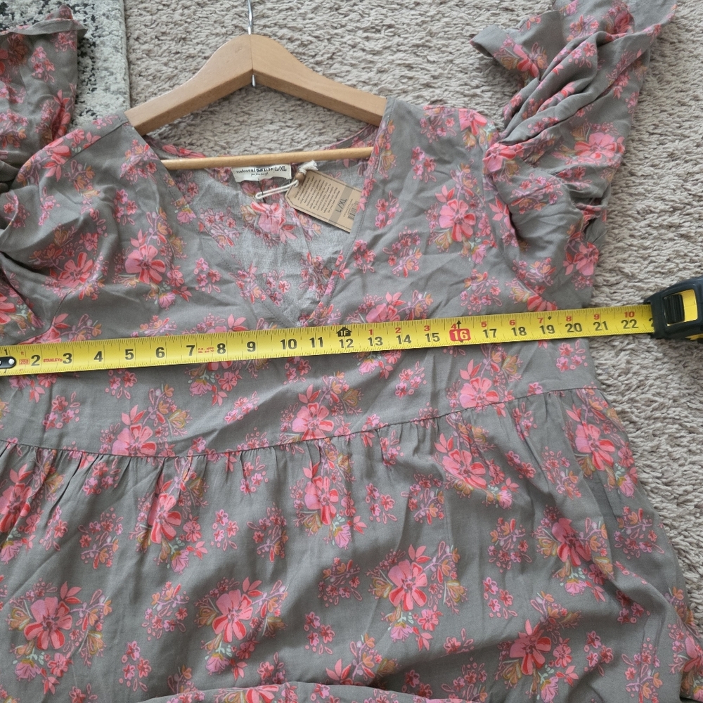 Natural Life Floral Cottage Core Maxi Dress Vneck Flowy Festival Boho X/XL NWT - Picture 4 of 7